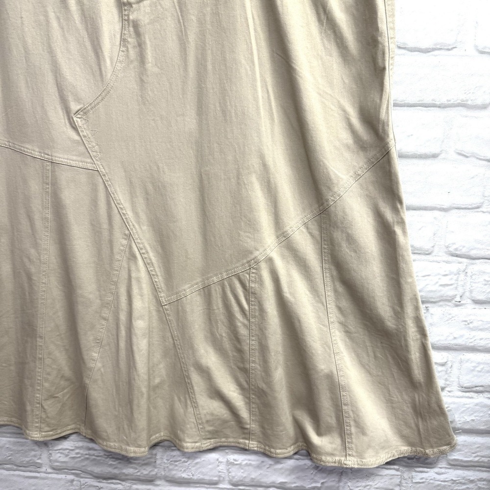 Vtg GITANO Denim Maxi Skirt Sz 26W Khaki Flared Hem Boho Grunge Western 90s Y2K - Picture 11 of 12